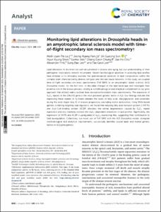 Monitoring lipid alterations in Drosophila heads in an amyotrophic lateral sclerosis model with time-of-flight secondary ion mass spectrometry