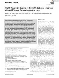 Highly Reversible Cycling of Zn-MnO2 Batteries Integrated with Acid-Treated Carbon Supportive Layer