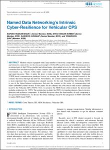 Named Data Networking’s Intrinsic Cyber-Resilience for Vehicular CPS