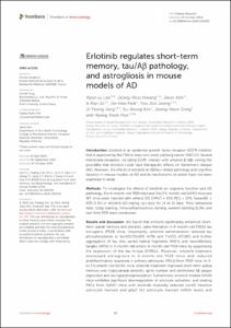 Erlotinib regulates short-term memory, tau/Aβ pathology, and astrogliosis in mouse models of AD