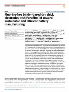 Fluorine-free binder-based dry thick electrodes with Parafilm® M toward sustainable and efficient battery manufacturing