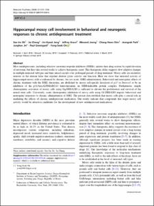 Hippocampal mossy cell involvement in behavioral and neurogenic responses to chronic antidepressant treatment