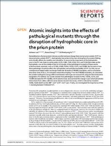 Atomic insights into the effects of pathological mutants through the disruption of hydrophobic core in the prion protein