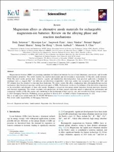 Magnesium alloys as alternative anode materials for rechargeable magnesium-ion batteries: Review on the alloying phase and reaction mechanisms