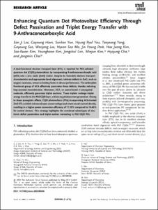 Enhancing Quantum Dot Photovoltaic Efficiency Through Defect Passivation and Triplet Energy Transfer with 9-Anthracenecarboxylic Acid