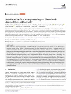 Sub-50 nm Surface Nanopatterning via Nano-Seed-Assisted Stereolithography