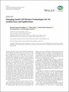 Emerging Small Cell Wireless Technologies for 5G: Architectures and Applications