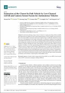 Estimation of the closest in-path vehicle by low-channel lidar and camera sensor fusion for autonomous vehicles