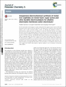 Inexpensive electrochemical synthesis of nickel iron sulphides on nickel foam: super active and ultra-durable electrocatalysts for alkaline electrolyte membrane water electrolysis