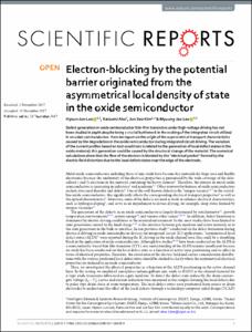 Electron-blocking by the potential barrier originated from the asymmetrical local density of state in the oxide semiconductor