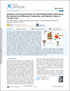 Synthesis and Characterization of a Mixed Nanofertilizer Influencing the Nutrient Use Efficiency, Productivity, and Nutritive Value of Tomato Fruits