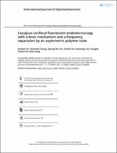 Lissajous confocal fluorescent endomicroscopy with a lever mechanism and a frequency separation by an asymmetric polymer tube