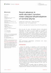 Recent advances in earth-abundant transition metal-catalyzed dihydrosilylation of terminal alkynes