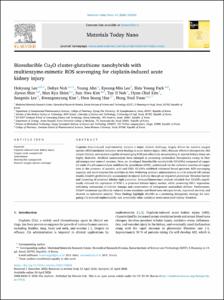 Bioreducible Cu2O cluster-glutathione nanohybrids with multienzyme-mimetic ROS scavenging for cisplatin-induced acute kidney injury