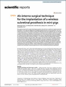Ab‑interno surgical technique for the implantation of a wireless subretinal prosthesis in mini‑pigs