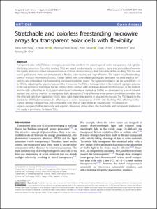 Stretchable and colorless freestanding microwire arrays for transparent solar cells with flexibility