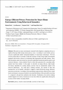 Energy-Efficient Privacy Protection for Smart Home Environments Using Behavioral Semantics
