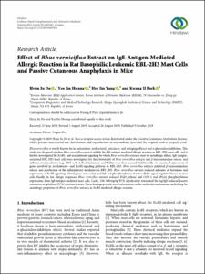 Effect of Rhus verniciflua Extract on IgE-Antigen-Mediated Allergic Reaction in Rat Basophilic Leukemic RBL-2H3 Mast Cells and Passive Cutaneous Anaphylaxis in Mice