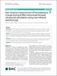 Non-invasive measurement of hemodynamic change during 8 MHz transcranial focused ultrasound stimulation using near-infrared spectroscopy