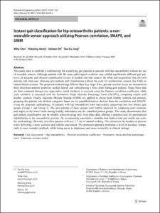 Instant gait classification for hip osteoarthritis patients: a non-wearable sensor approach utilizing Pearson correlation, SMAPE, and GMM