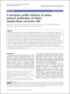 A secretome profile indicative of oleate-induced proliferation of HepG2 hepatocellular carcinoma cells