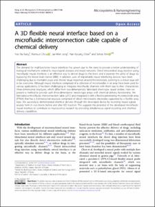 A 3D flexible neural interface based on a microfluidic interconnection cable capable of chemical delivery