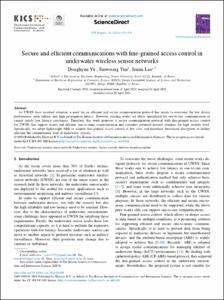 Secure and efficient communications with fine-grained access control in underwater wireless sensor networks