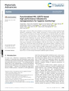 Functionalized MIL-125(Ti)-based high-performance triboelectric nanogenerators for hygiene monitoring