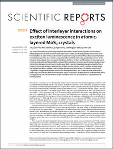 Effect of interlayer interactions on exciton luminescence in atomic-layered MoS2 crystals