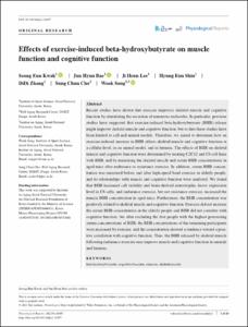 Effects of exercise-induced beta-hydroxybutyrate on muscle function and cognitive function