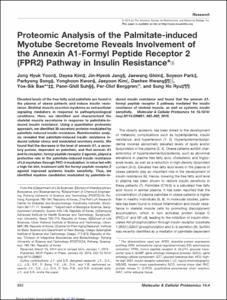 Proteomic Analysis of the Palmitate-induced Myotube Secretome Reveals Involvement of the Annexin A1-Formyl Peptide Receptor 2 (FPR2) Pathway in Insulin Resistance