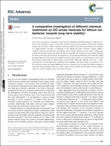 A comparative investigation of different chemical treatments on SiO anode materials for lithium-ion batteries: towards long-term stability