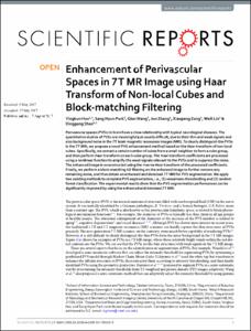 Enhancement of Perivascular Spaces in 7 T MR Image using Haar Transform of Non-local Cubes and Block-matching Filtering
