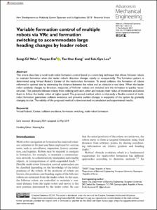 Variable formation control of multiple robots via VRc and formation switching to accommodate large heading changes by leader robot