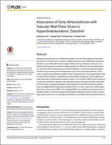 Association of Early Atherosclerosis with Vascular Wall Shear Stress in Hypercholesterolemic Zebrafish