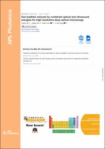 Gas bubbles induced by combined optical and ultrasound energies for high-resolution deep optical microscopy