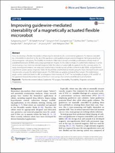 Improving guidewire-mediated steerability of a magnetically actuated flexible microrobot