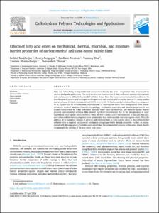 Effects of fatty acid esters on mechanical, thermal, microbial, and moisture barrier properties of carboxymethyl cellulose-based edible films