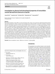 Investigation on physical and physiological properties of extracellular vesicles derived from Enterococcus faecalis