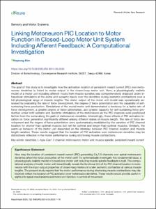 Linking Motoneuron PIC Location to Motor Function in Closed-Loop Motor Unit System Including Afferent Feedback: A Computational Investigation
