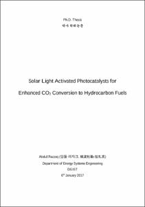 Solar Light Activated Photocatalysts for Enhanced CO2 Conversion to Hydrocarbon Fuels