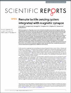 Remote tactile sensing system integrated with magnetic synapse