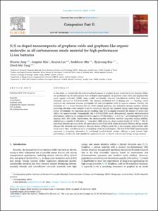 N/S co-doped nanocomposite of graphene oxide and graphene-like organic molecules as all-carbonaceous anode material for high-performance Li-ion batteries