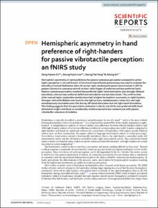 Hemispheric asymmetry in hand preference of right-handers for passive vibrotactile perception: an fNIRS study