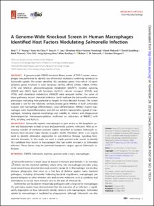 A Genome-Wide Knockout Screen in Human Macrophages Identified Host Factors Modulating Salmonella Infection