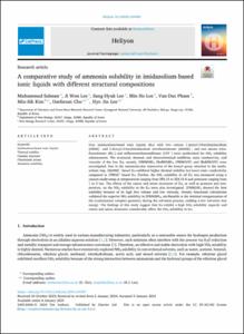 A comparative study of ammonia solubility in imidazolium-based ionic liquids with different structural compositions