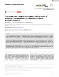 NiH-Catalyzed Enantioconvergent α-Alkenylation of Carbonyl Compounds via Markovnikov Alkyne Hydronickellation