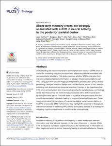 Short-term memory errors are strongly associated with a drift in neural activity in the posterior parietal cortex