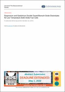 Dysprosium and Gadolinium Double Doped Bismuth Oxide Electrolytes for Low Temperature Solid Oxide Fuel Cells