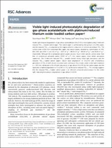 Visible light-induced photocatalytic degradation of gas-phase acetaldehyde with platinum/reduced titanium oxide-loaded carbon paper